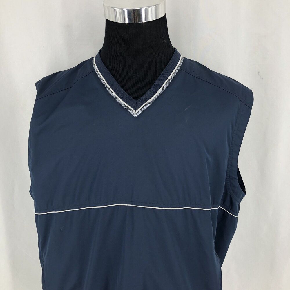 Nike Golf Clima-Fit Navy Blue Pullover V-Neck Sleeveless Wind Vest Large